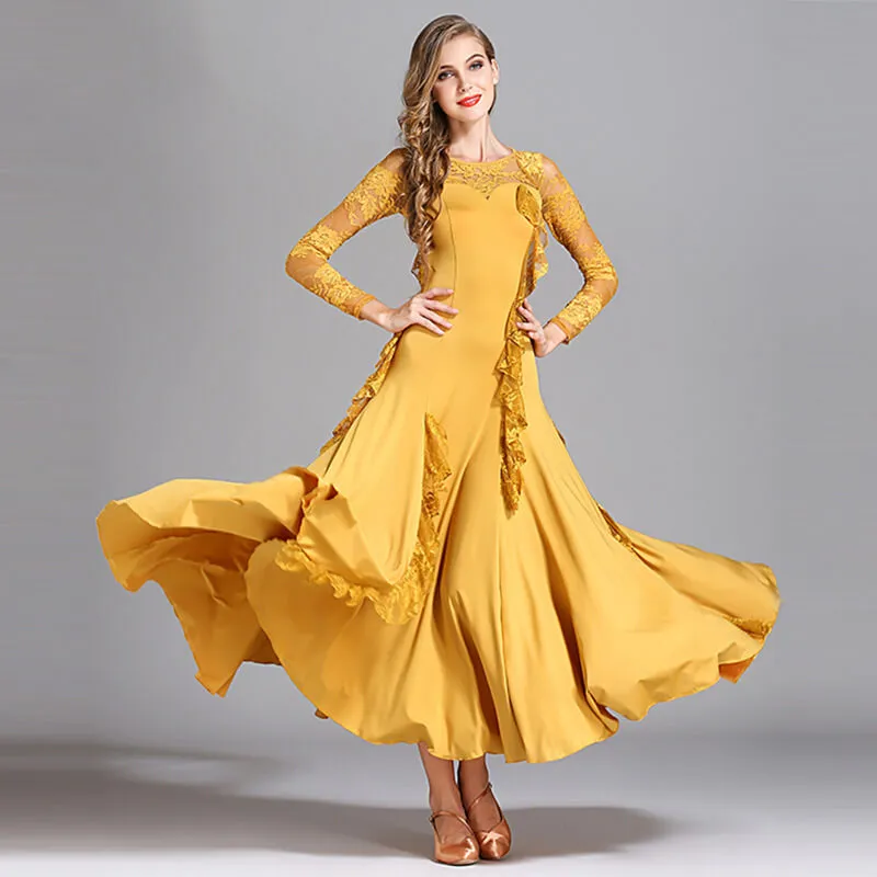 A-Line Maxi Ballroom Dress with Ruffles