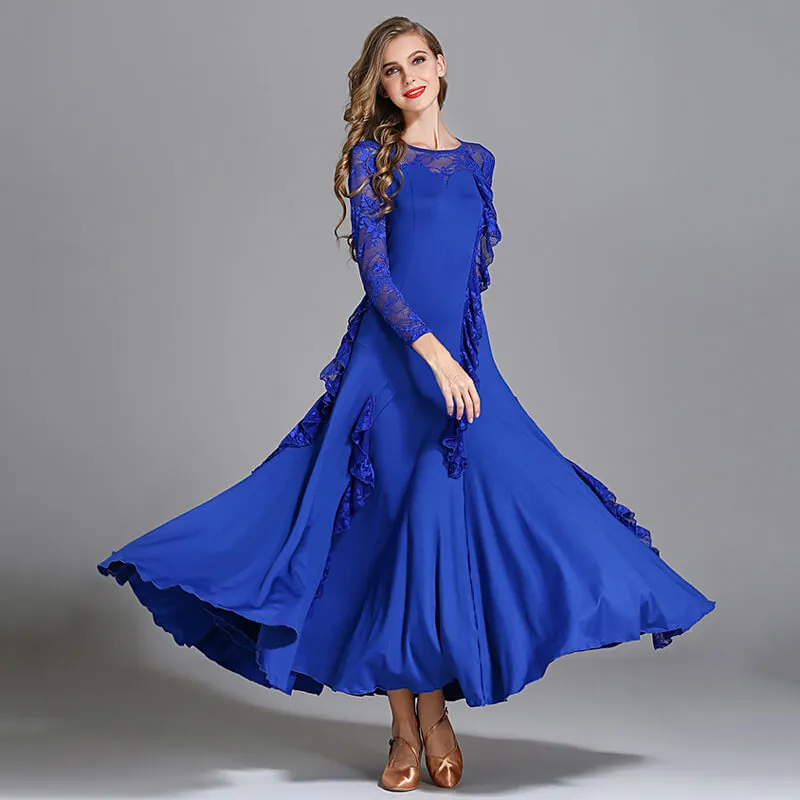 A-Line Maxi Ballroom Dress with Ruffles