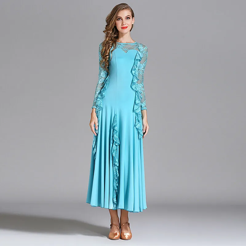 A-Line Maxi Ballroom Dress with Ruffles
