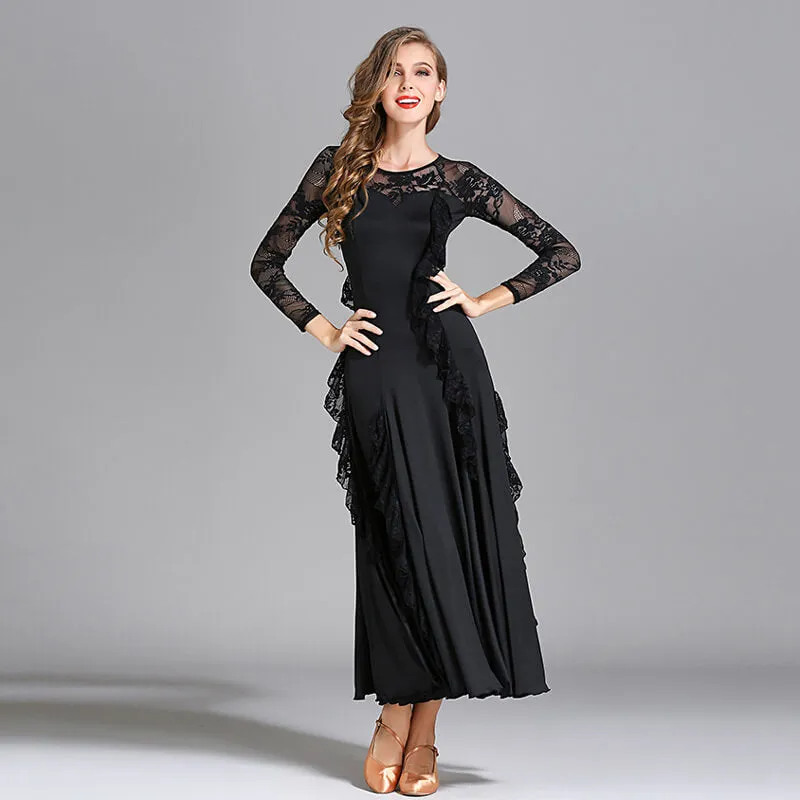 A-Line Maxi Ballroom Dress with Ruffles