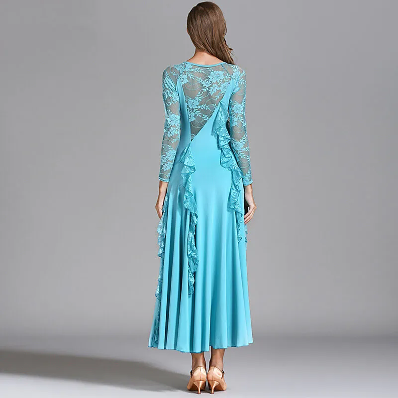 A-Line Maxi Ballroom Dress with Ruffles