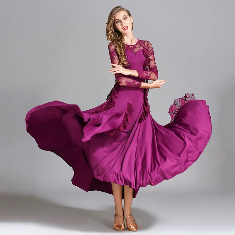 A-Line Maxi Ballroom Dress with Ruffles