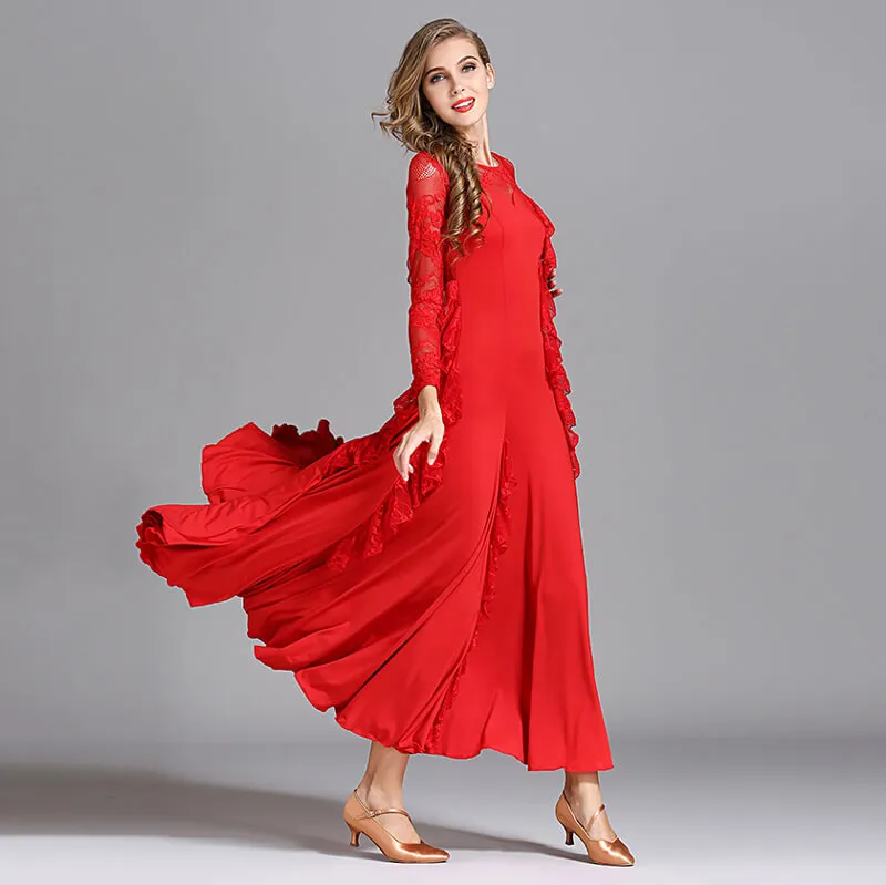 A-Line Maxi Ballroom Dress with Ruffles