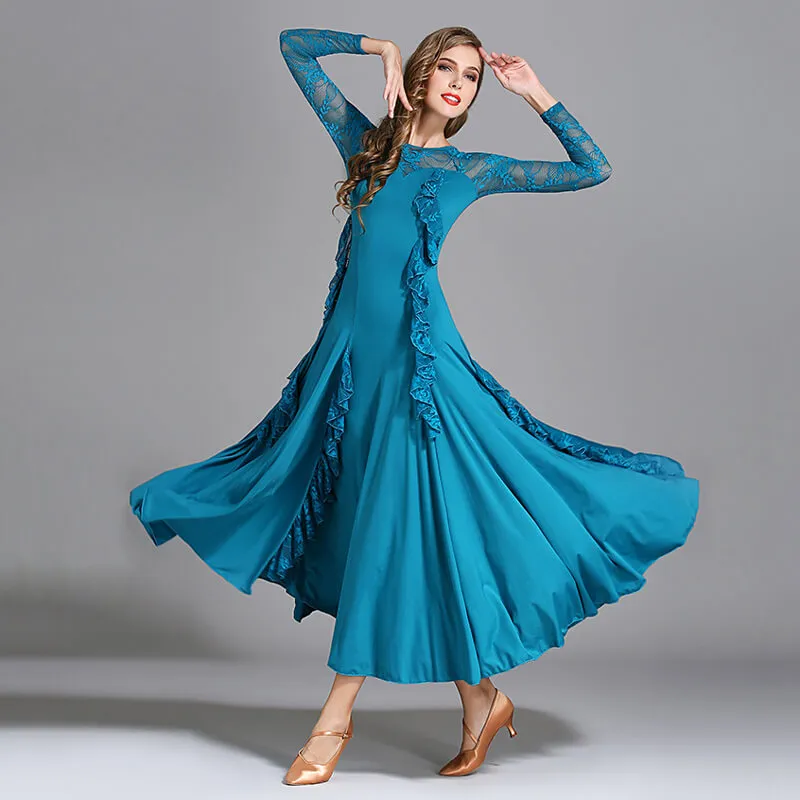 A-Line Maxi Ballroom Dress with Ruffles