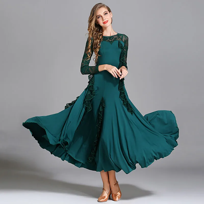 A-Line Maxi Ballroom Dress with Ruffles