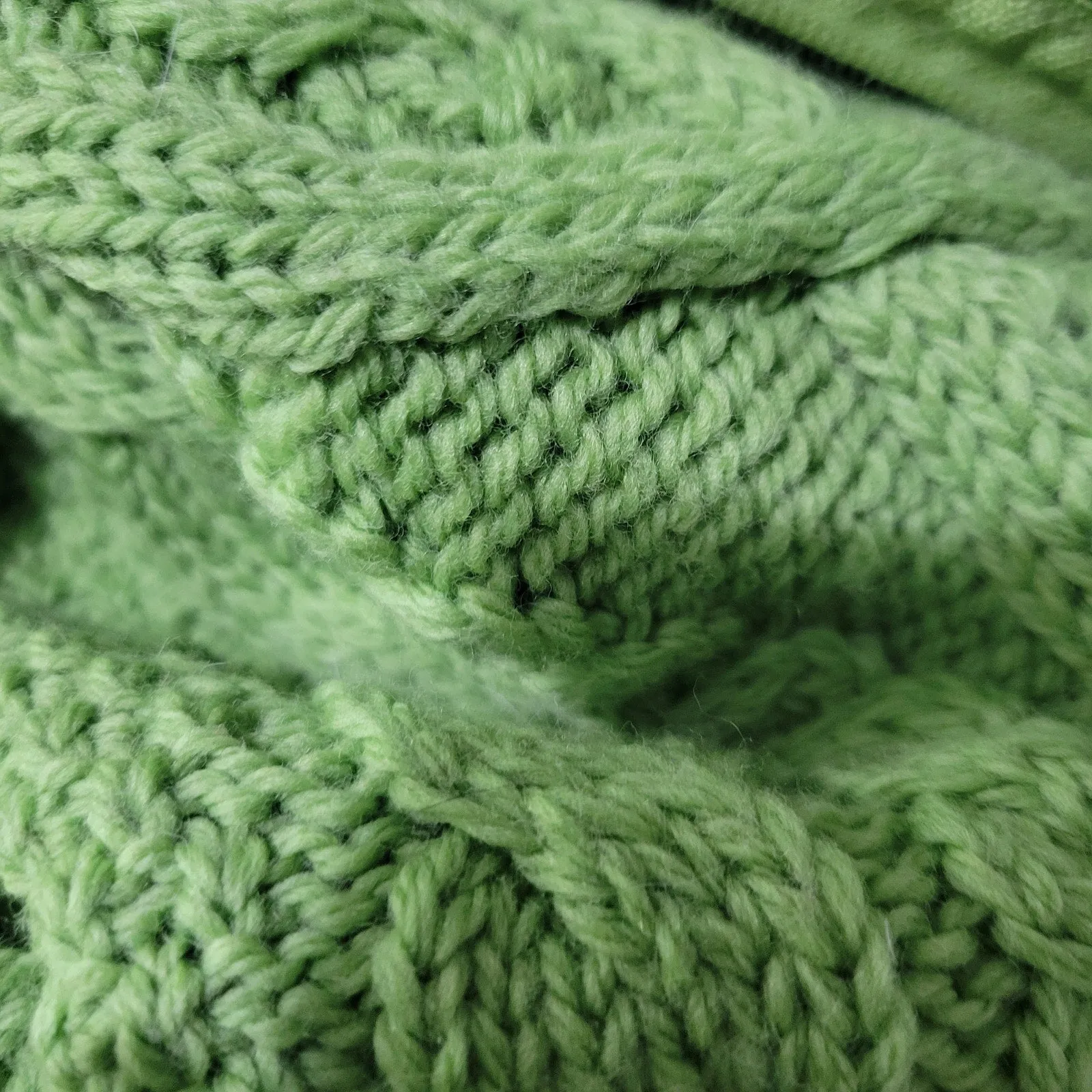 Aran Crafts Zip Front Sweater Green Wool Cardigan Irish Cable Knit Chunky Large