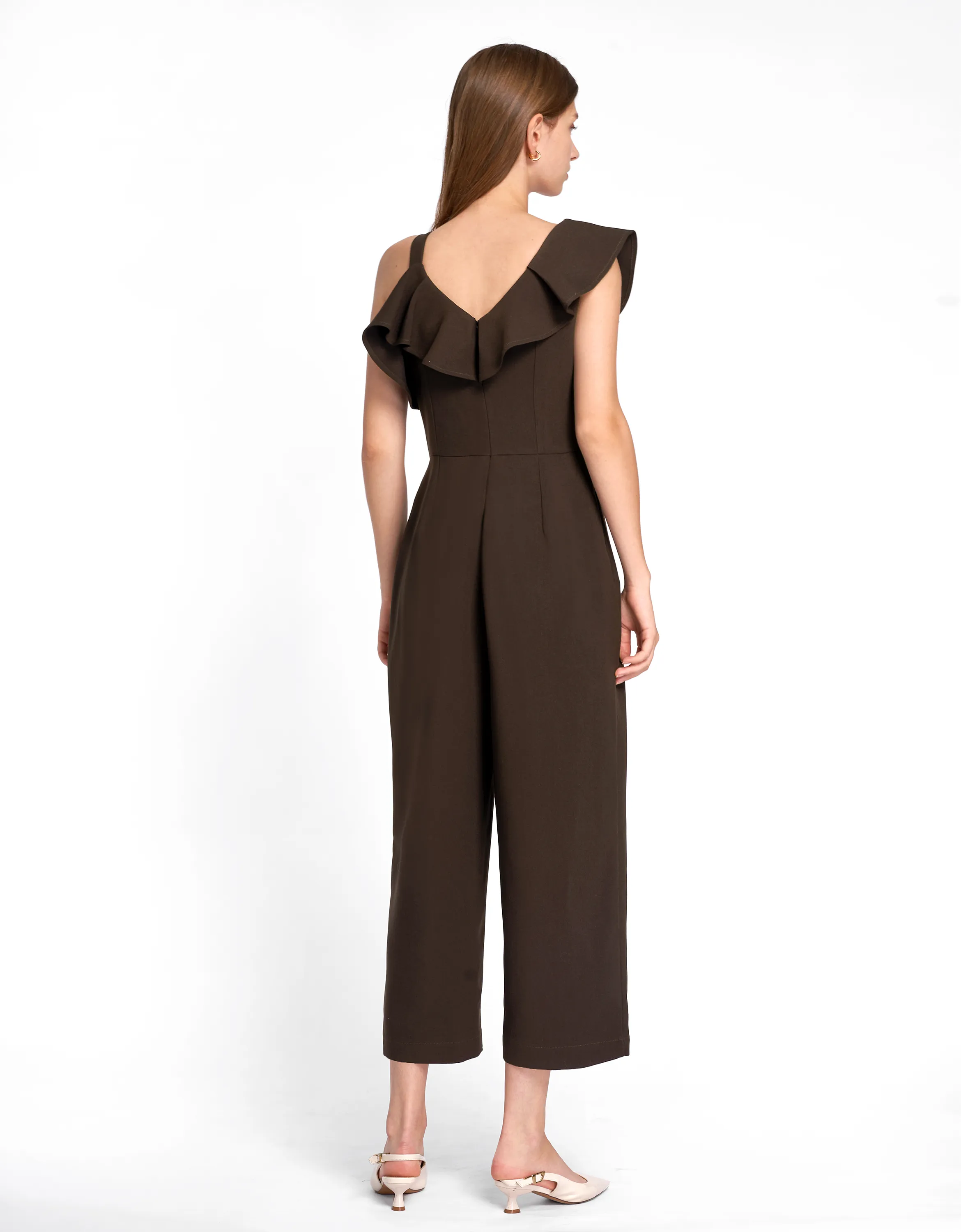 Asymmetric Ruffled Neck Jumpsuit