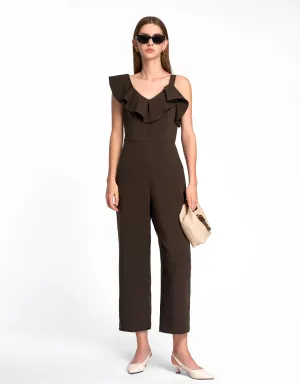 Asymmetric Ruffled Neck Jumpsuit