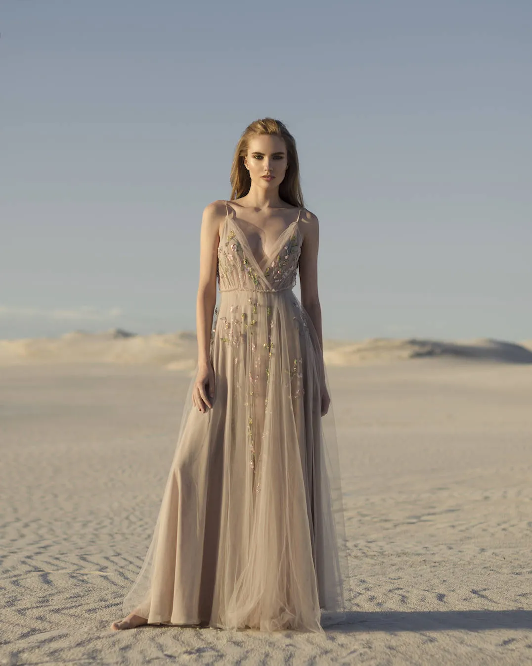 Backless Prom Dresses with Slit A Line Embroidery Beautiful Beach Open Back Prom Dress JKL1508