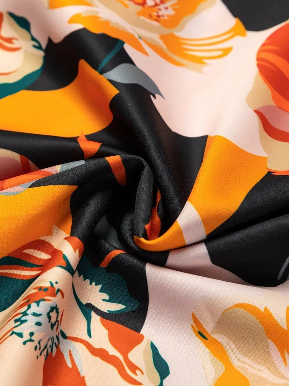 Black and Orange Floral Shirt