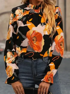 Black and Orange Floral Shirt