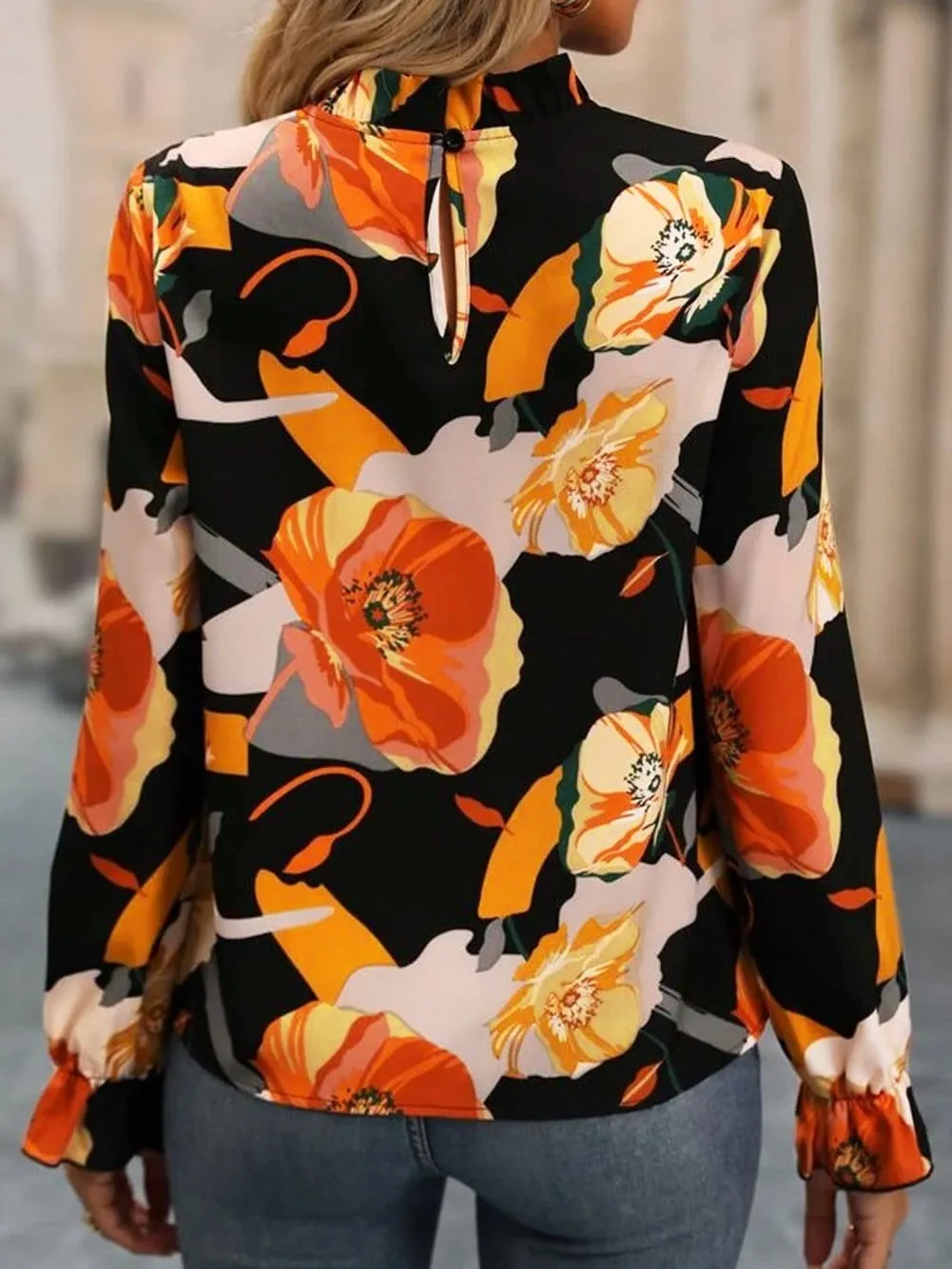 Black and Orange Floral Shirt