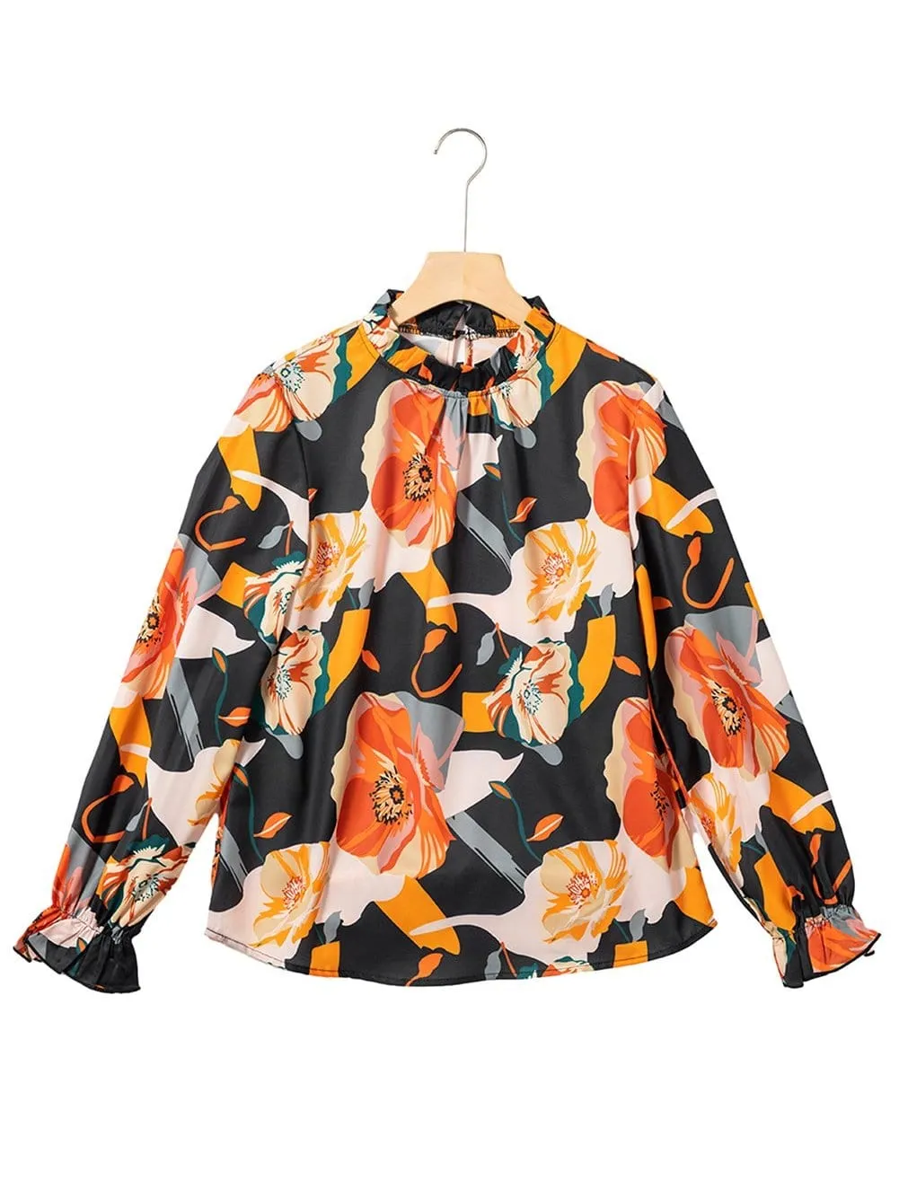 Black and Orange Floral Shirt