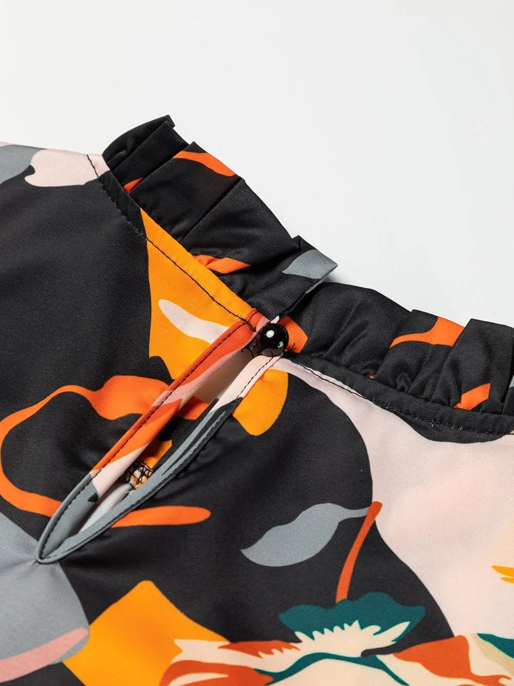 Black and Orange Floral Shirt