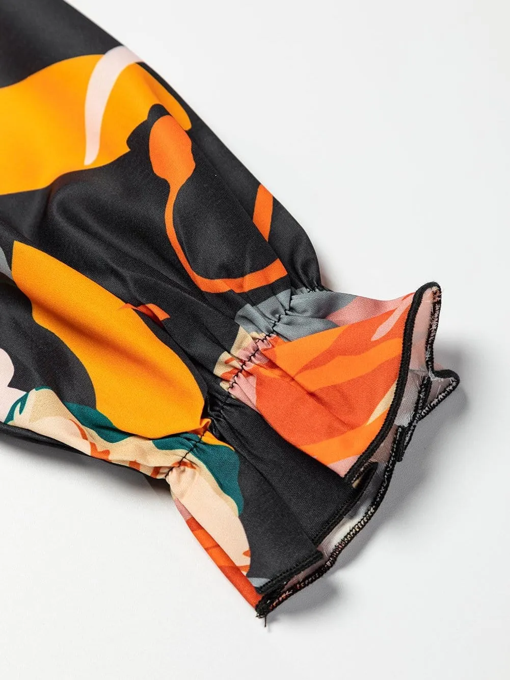 Black and Orange Floral Shirt