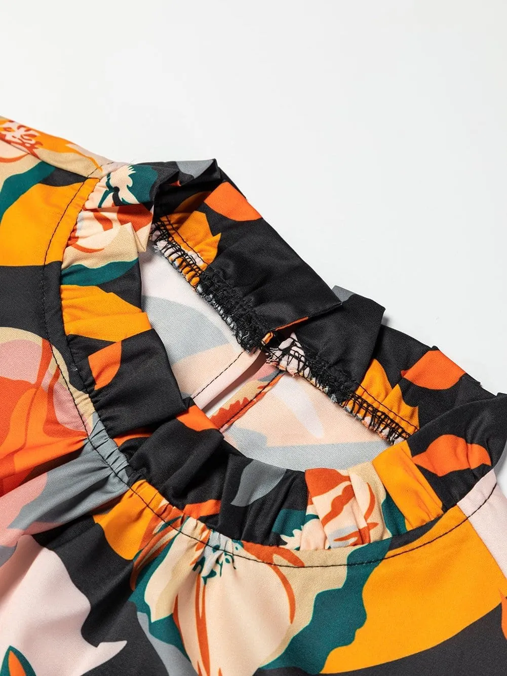 Black and Orange Floral Shirt