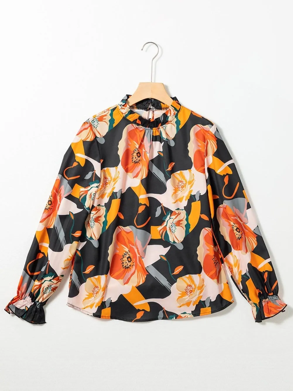 Black and Orange Floral Shirt