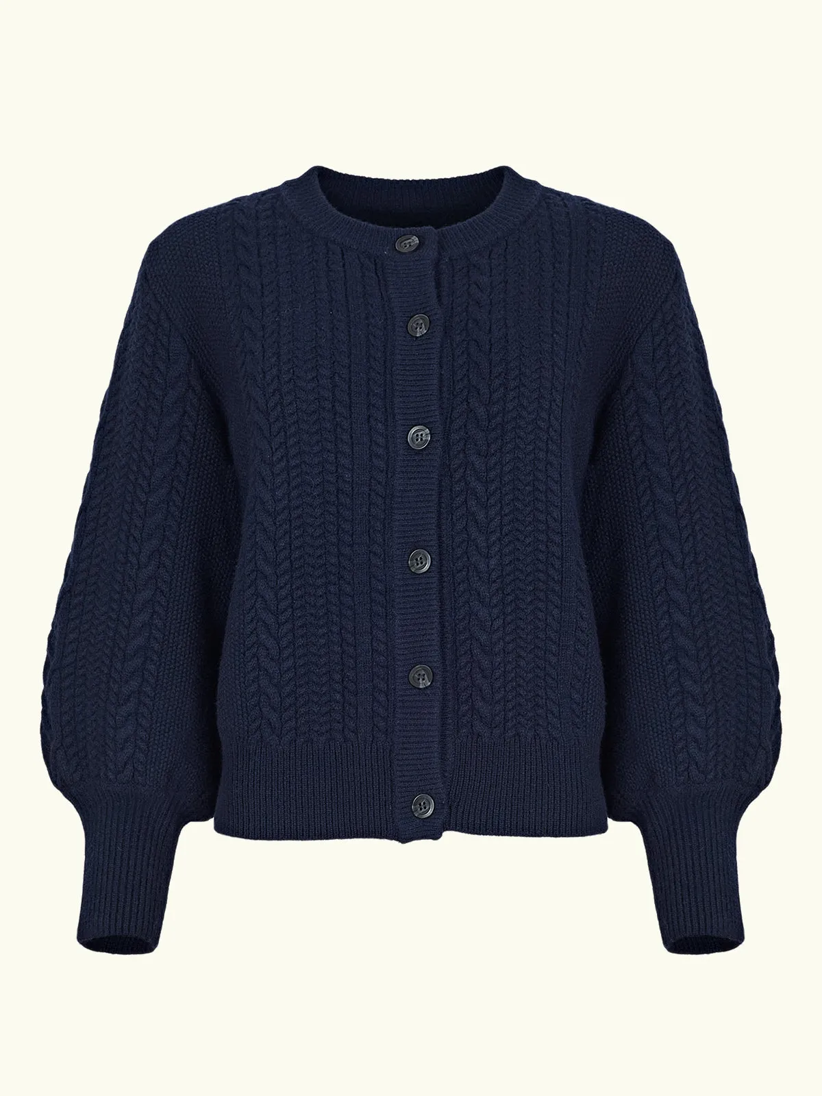 Blair Cable Knit Merino Cardigan - Navy