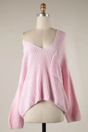 Brynn Pink V-Neck Sweater