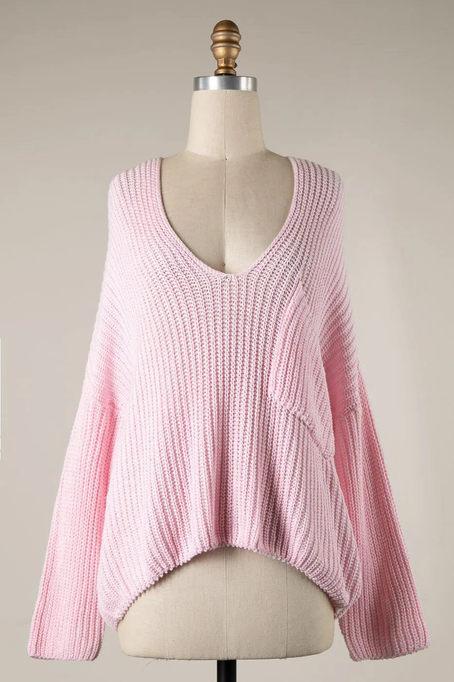 Brynn Pink V-Neck Sweater