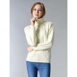 Cable-Knit Turtleneck Pullover Sweater