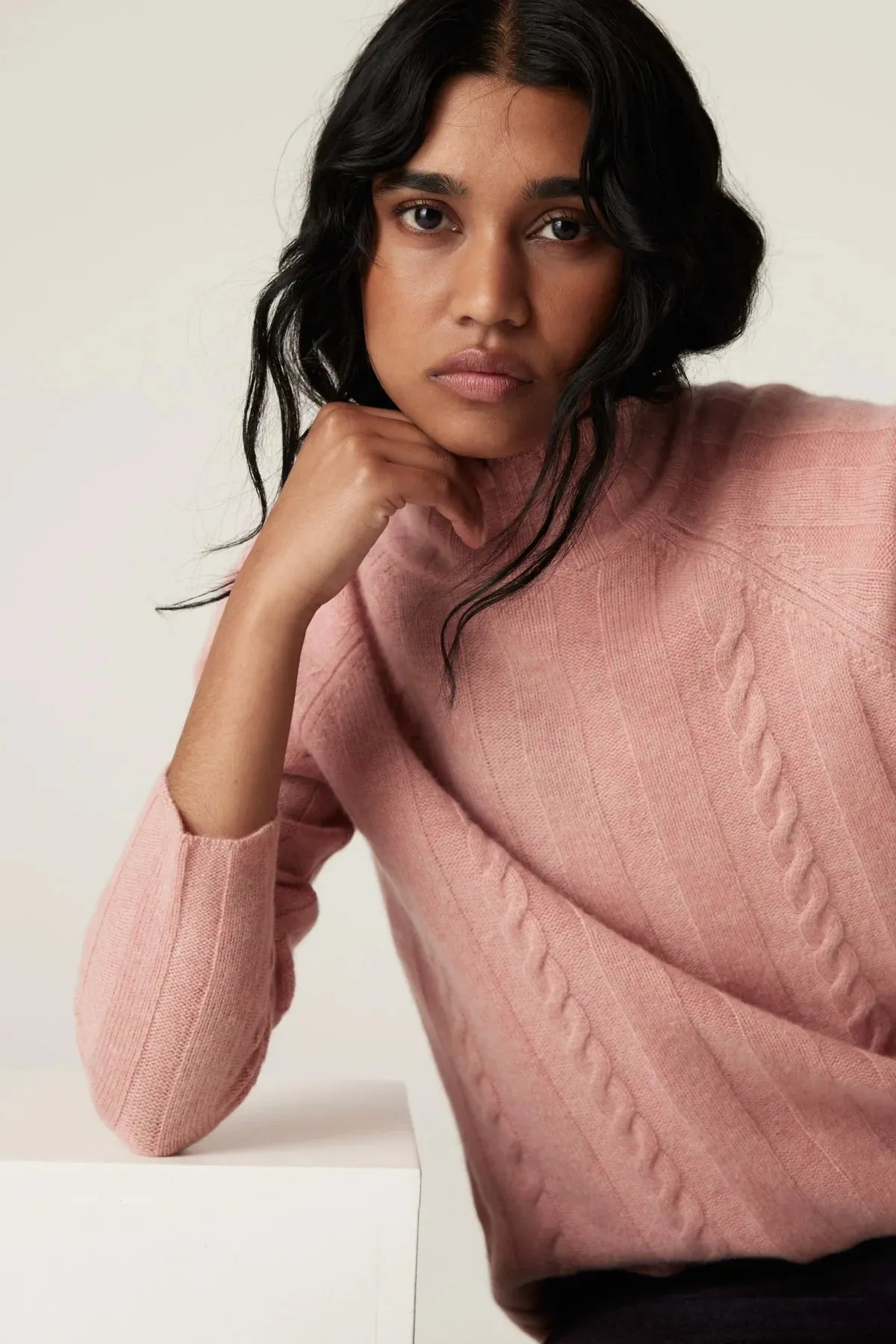 CASHWOOL CABLE JUMPER | Dusty Pink