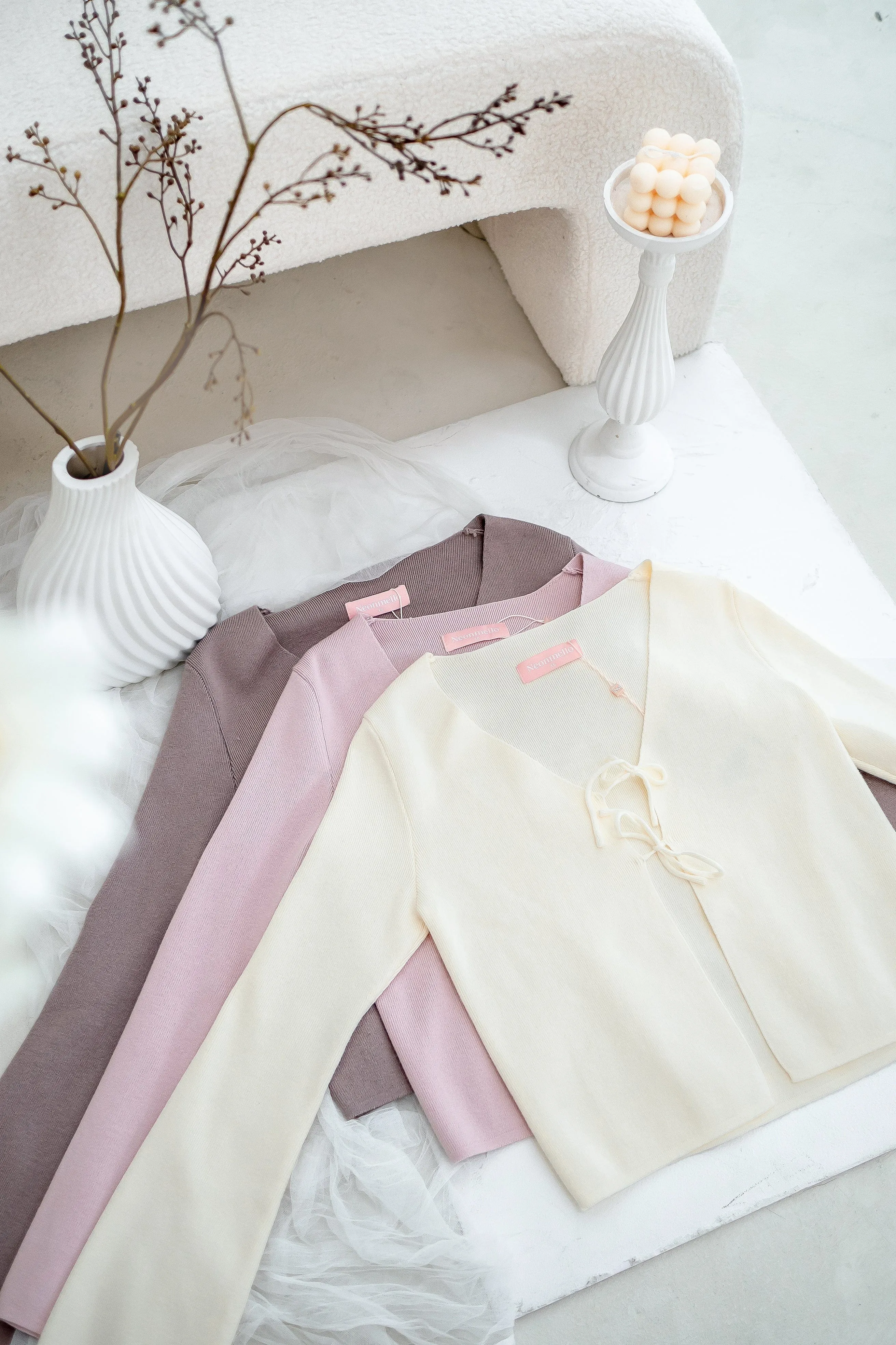CHELLA TIE-KNOT CARDIGAN IN BUTTERMILK