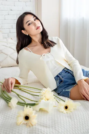 CHELLA TIE-KNOT CARDIGAN IN BUTTERMILK