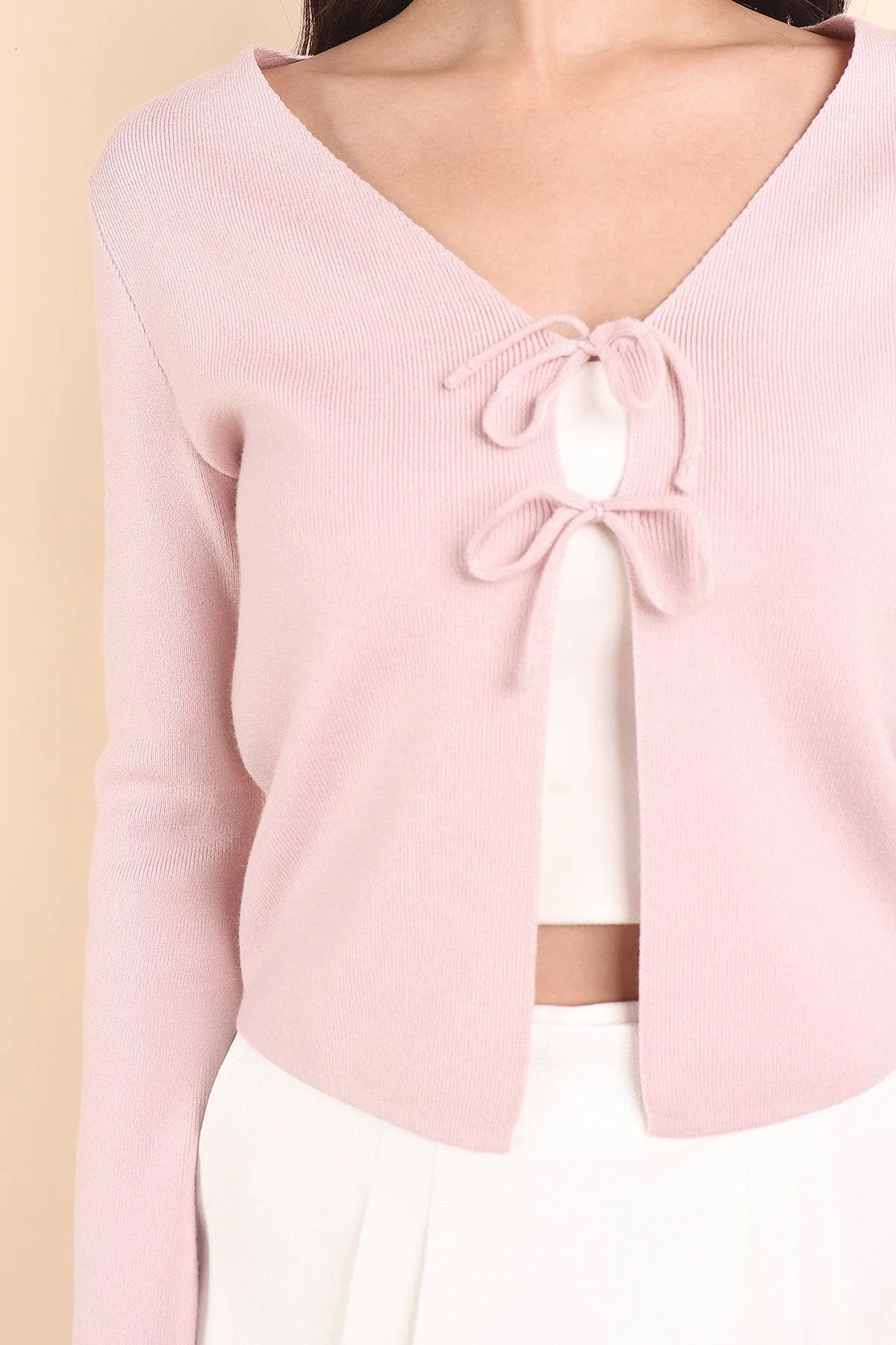 CHELLA TIE-KNOT CARDIGAN IN PINK
