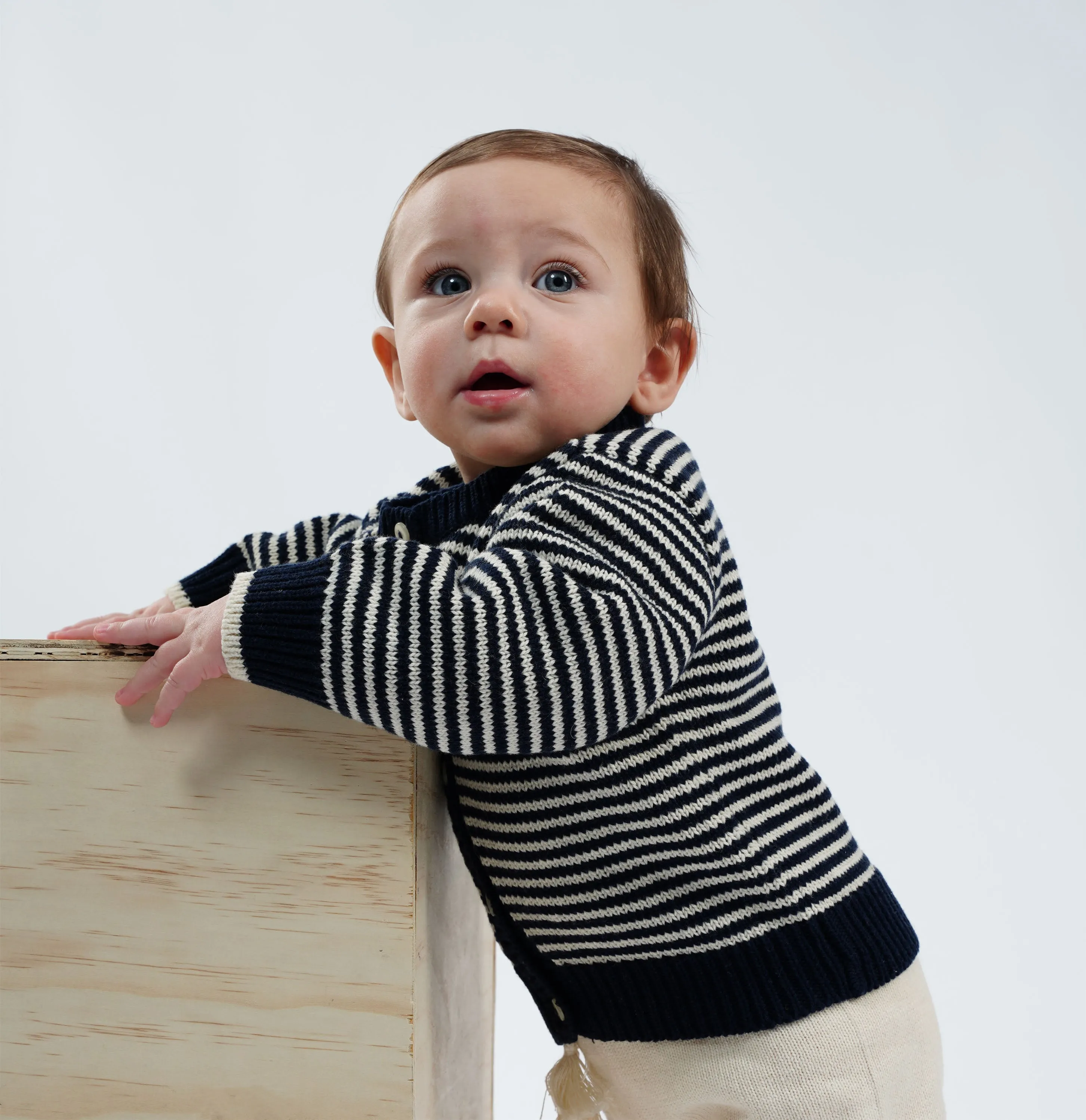 Chunky knit sweater | Navy Stripes