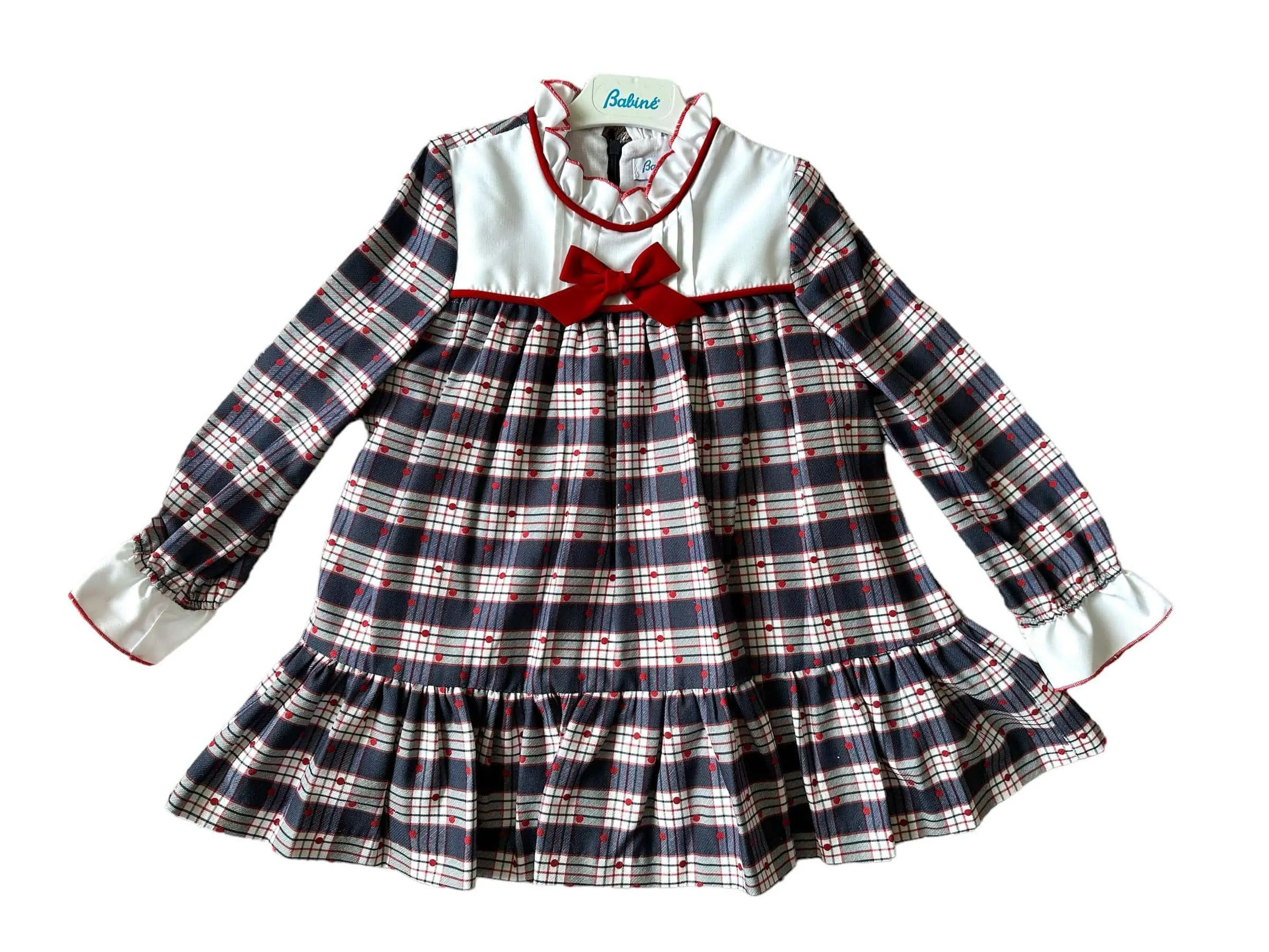 CLEARANCE SALE - Babine AW23 - Girls Navy & Red Check Dress