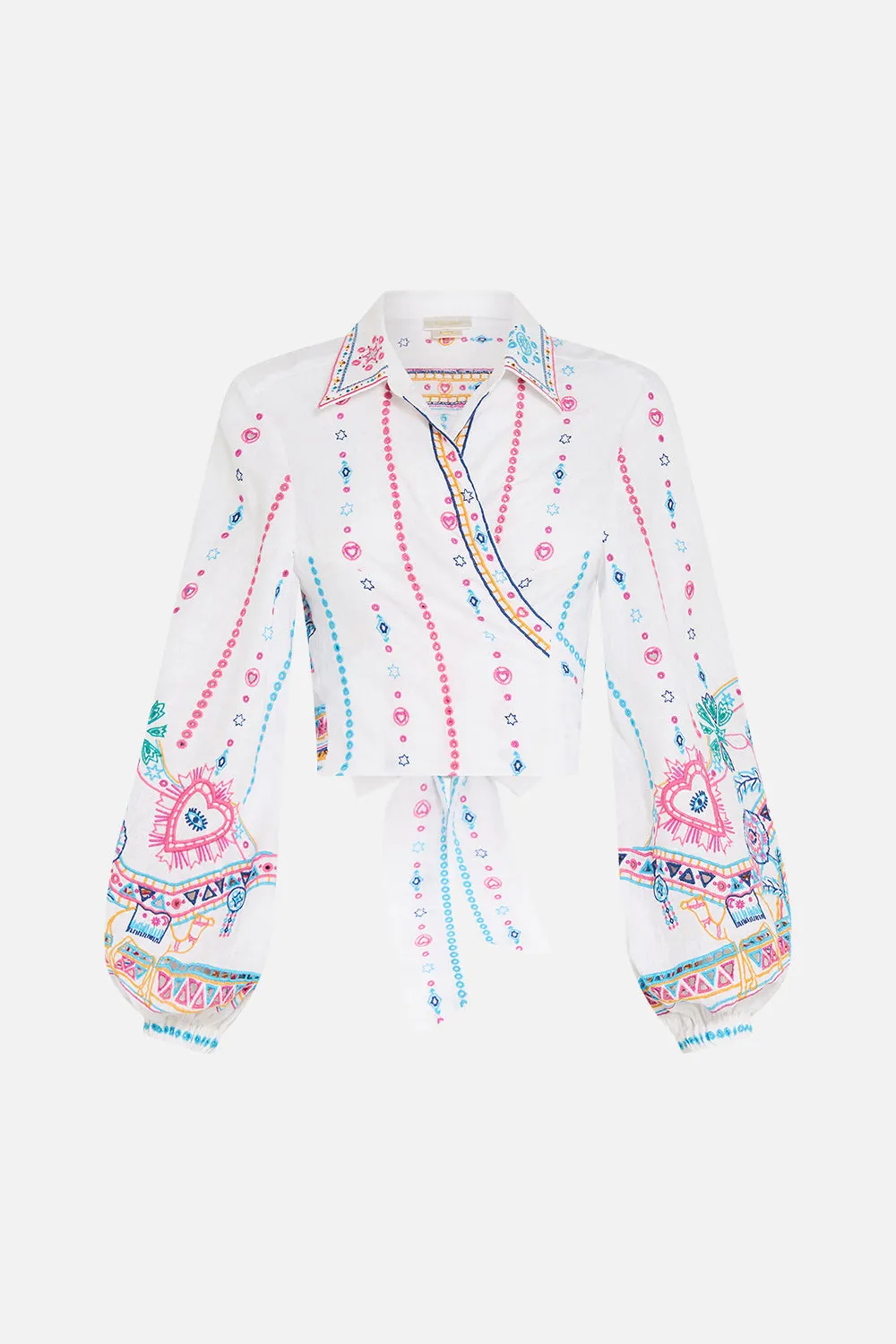 CROPPED WRAP SHIRT LIVING IN COLOUR