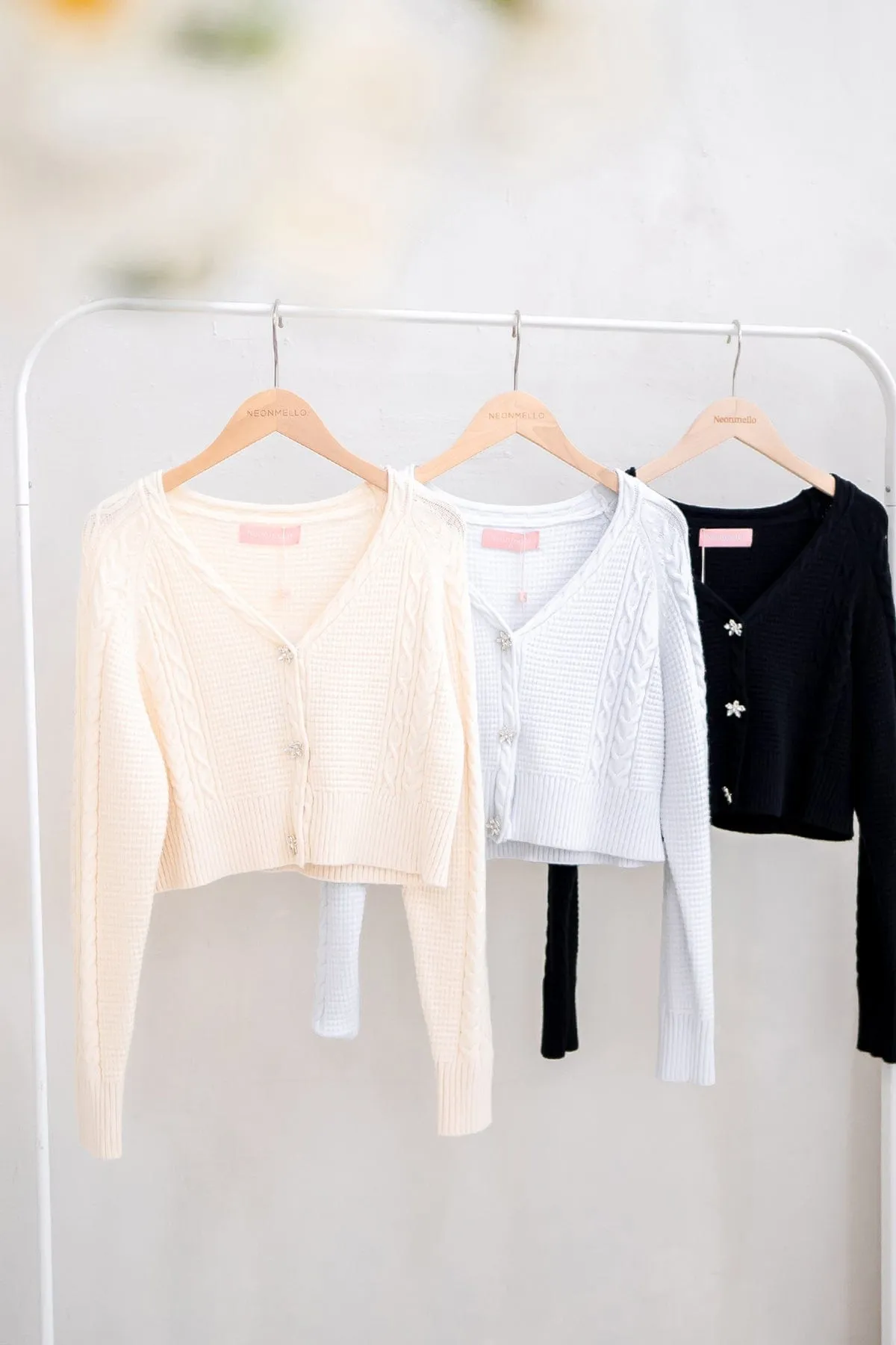 DANIELLE WEAVED CARDIGAN IN ICE BLUE