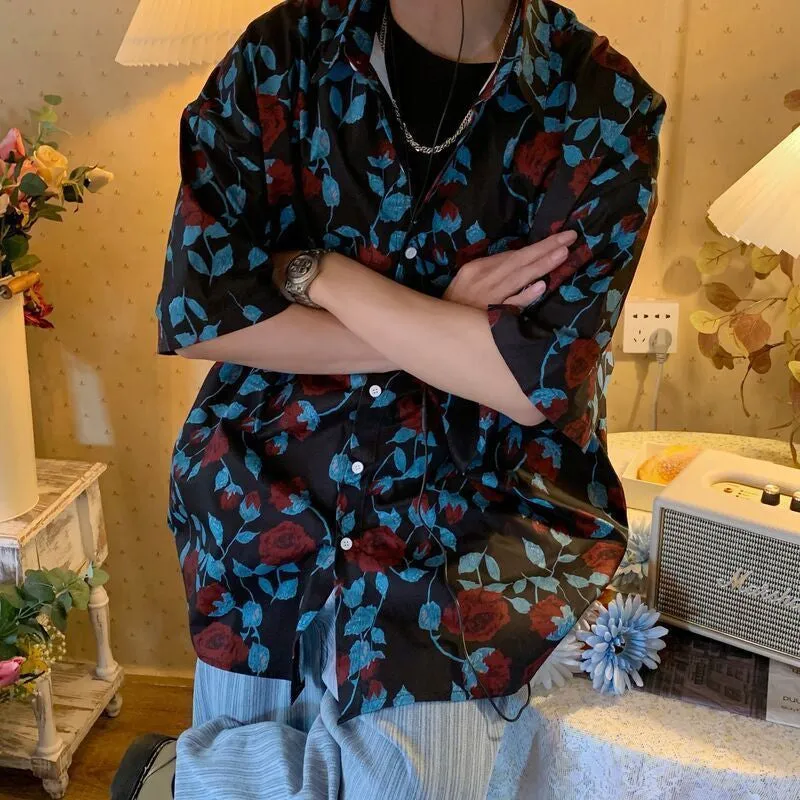 Dark Floral Pattern Blouse Shirt