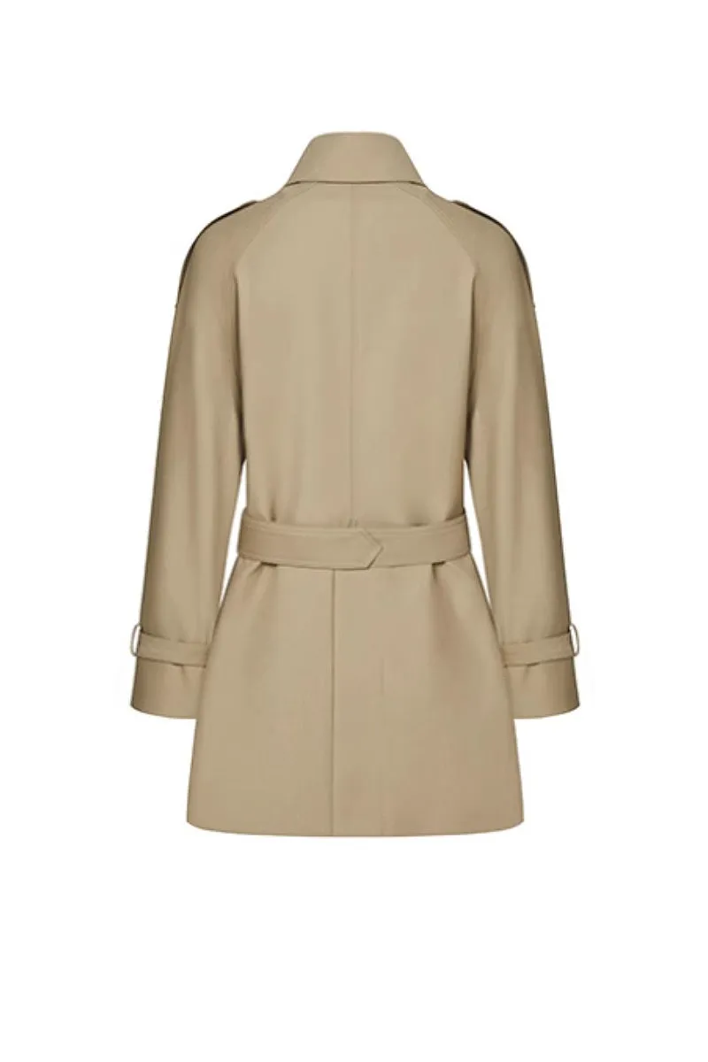 Double Breasted Short Trench Coat with Belt
