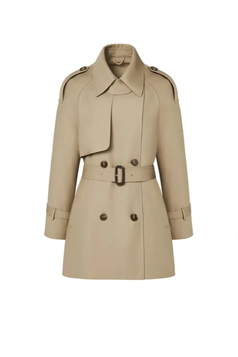 Double Breasted Short Trench Coat with Belt