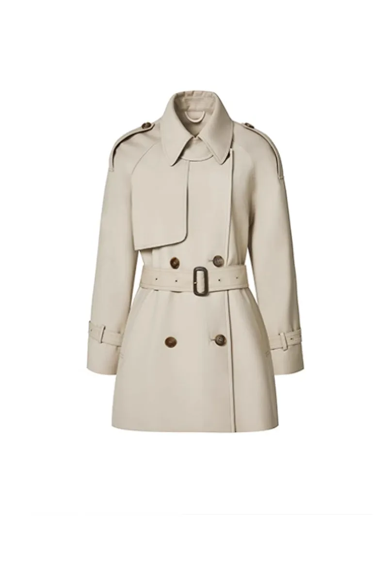 Double Breasted Short Trench Coat with Belt