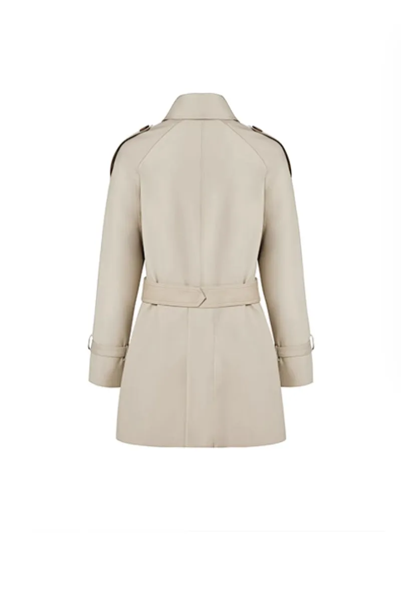 Double Breasted Short Trench Coat with Belt