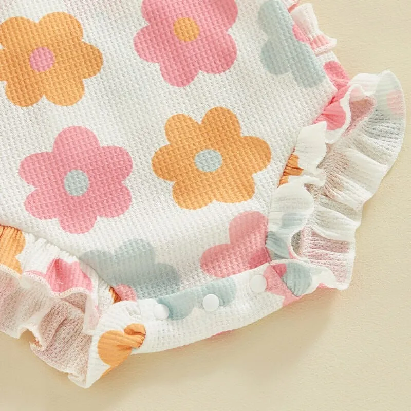 Floral Ruffled Baby Romper