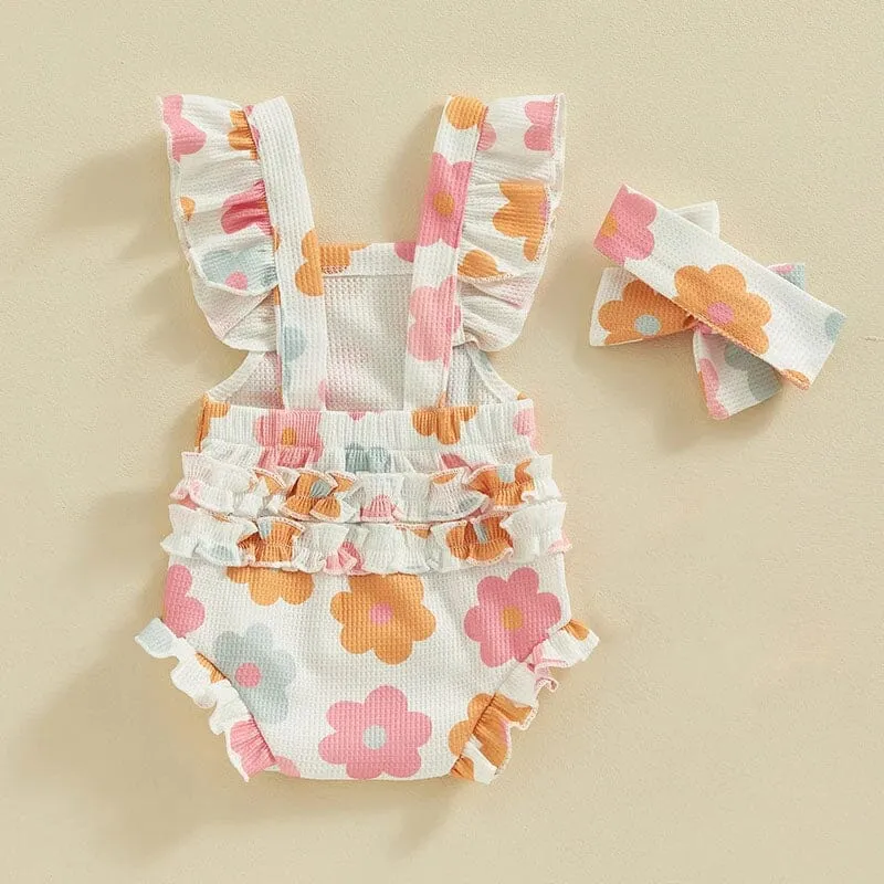 Floral Ruffled Baby Romper