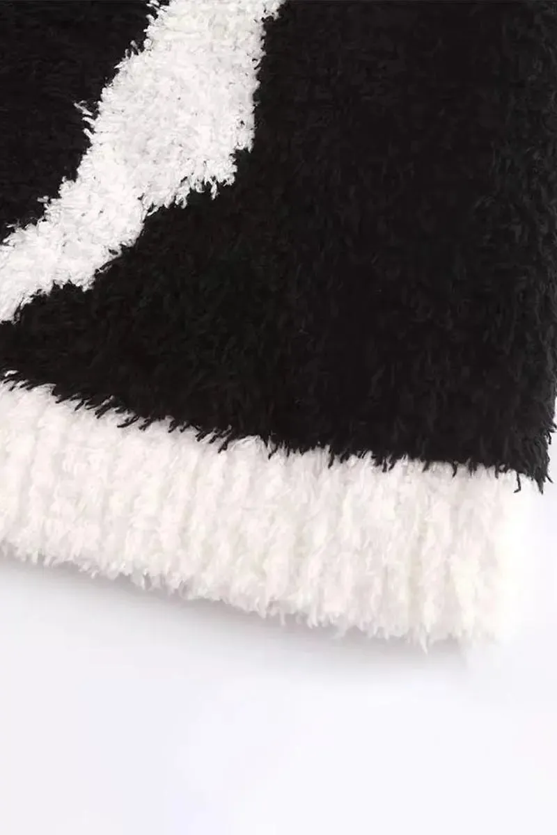 Fluffy Long Black Hooded Christmas Pajama Robe with Belt