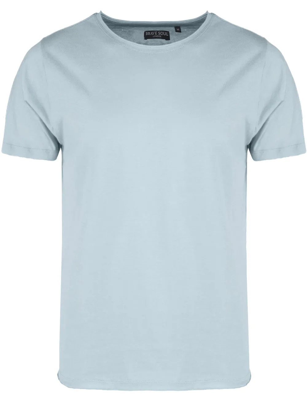 FresherB Raw Edge Crew Neck Basic T-shirt in Light Blue