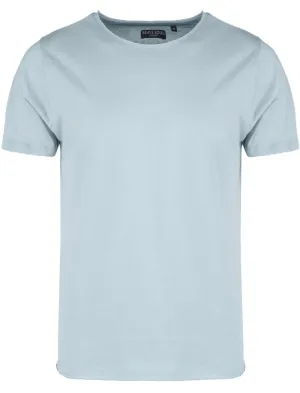 FresherB Raw Edge Crew Neck Basic T-shirt in Light Blue