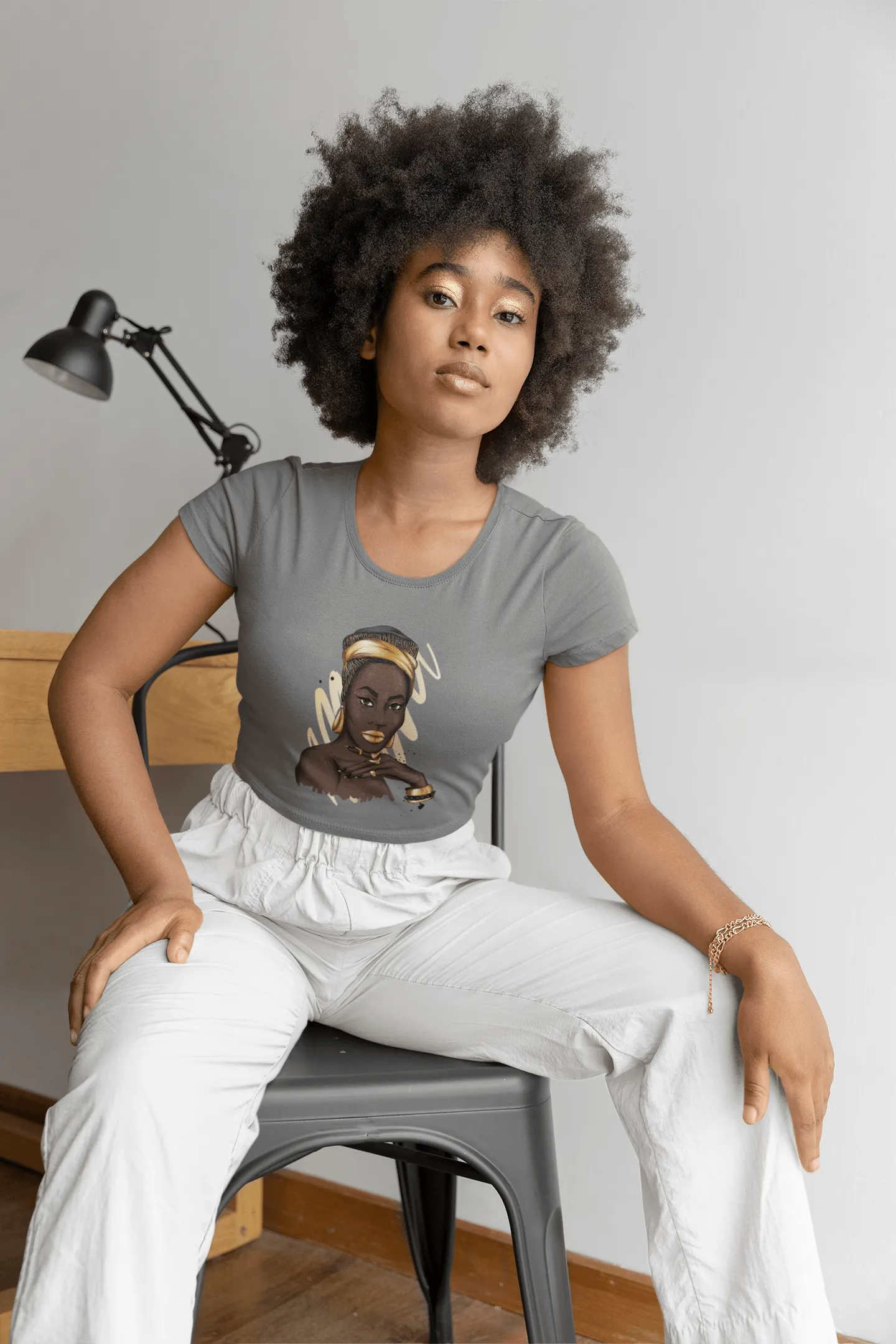 Golden Elegance Cropped Tee
