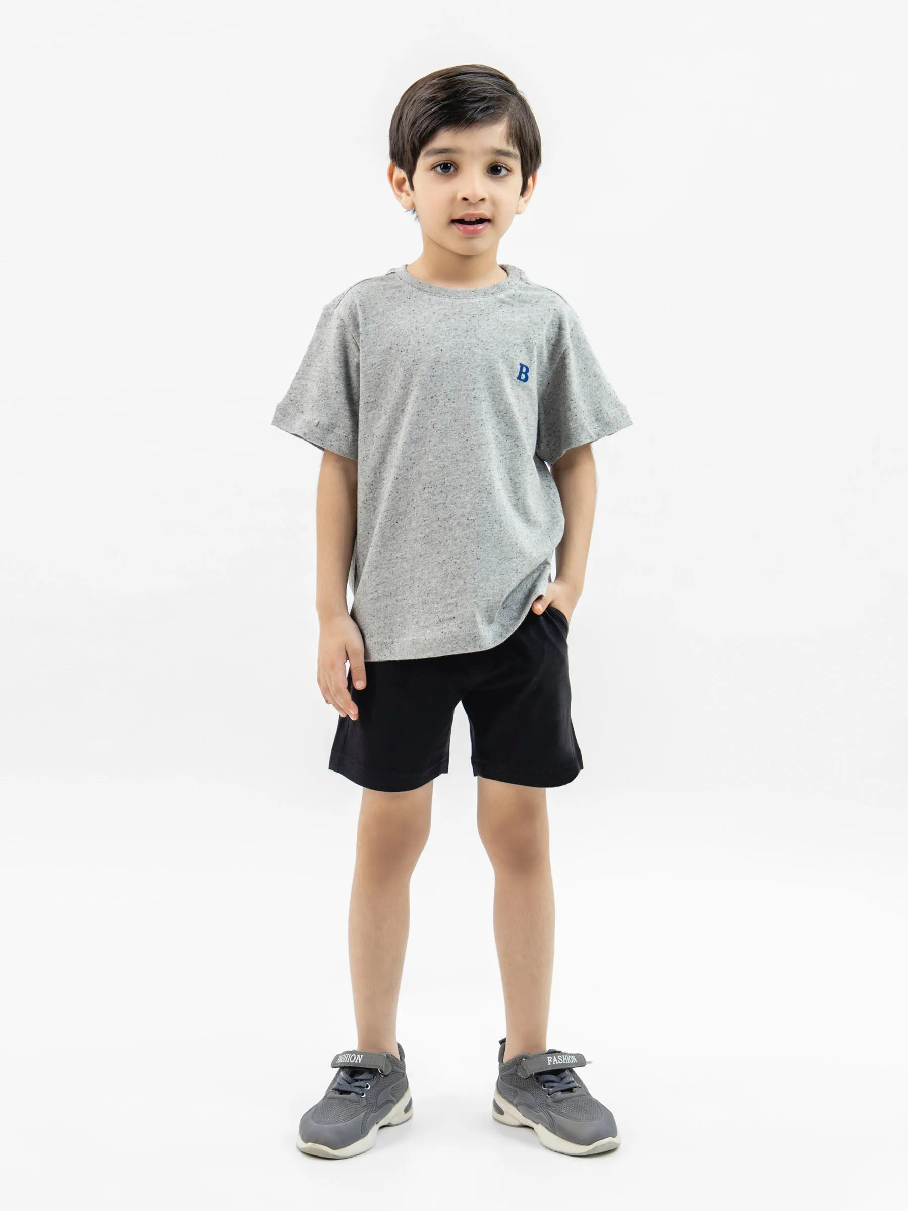 Heather Grey Neppy Cotton Casual Tee