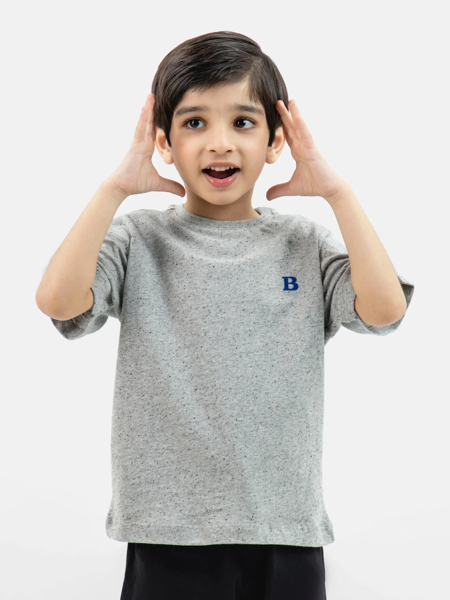 Heather Grey Neppy Cotton Casual Tee
