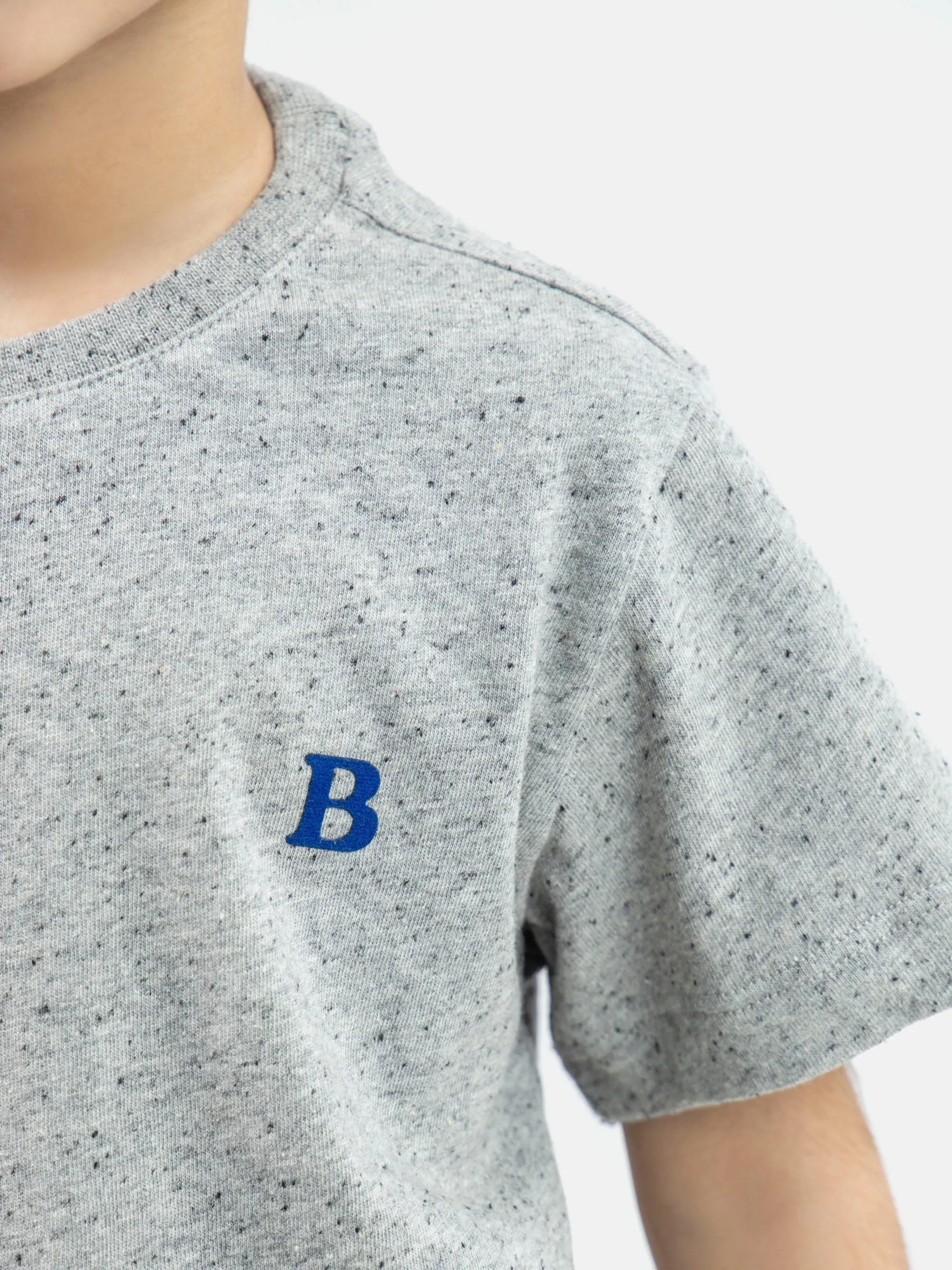 Heather Grey Neppy Cotton Casual Tee