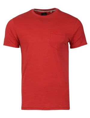 Jack Crew Neck Cotton T-Shirt with Chest Pocket in Paprika