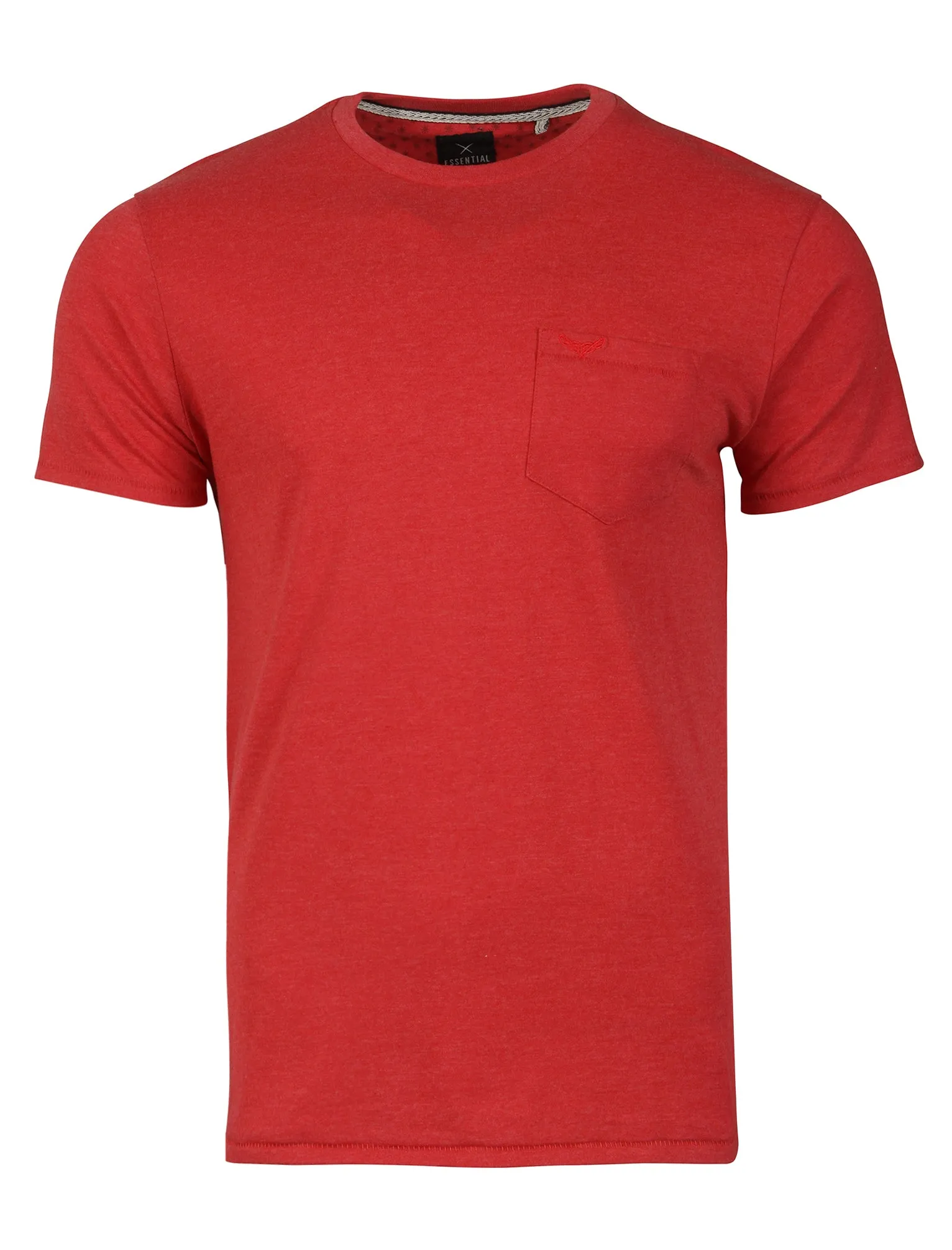 Jack Crew Neck Cotton T-Shirt with Chest Pocket in Paprika