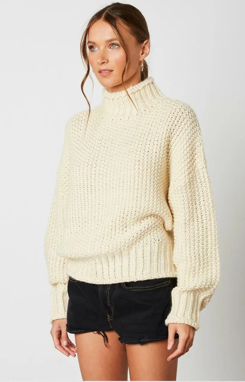 Jess Ivory Funnel Neck Knit Sweater